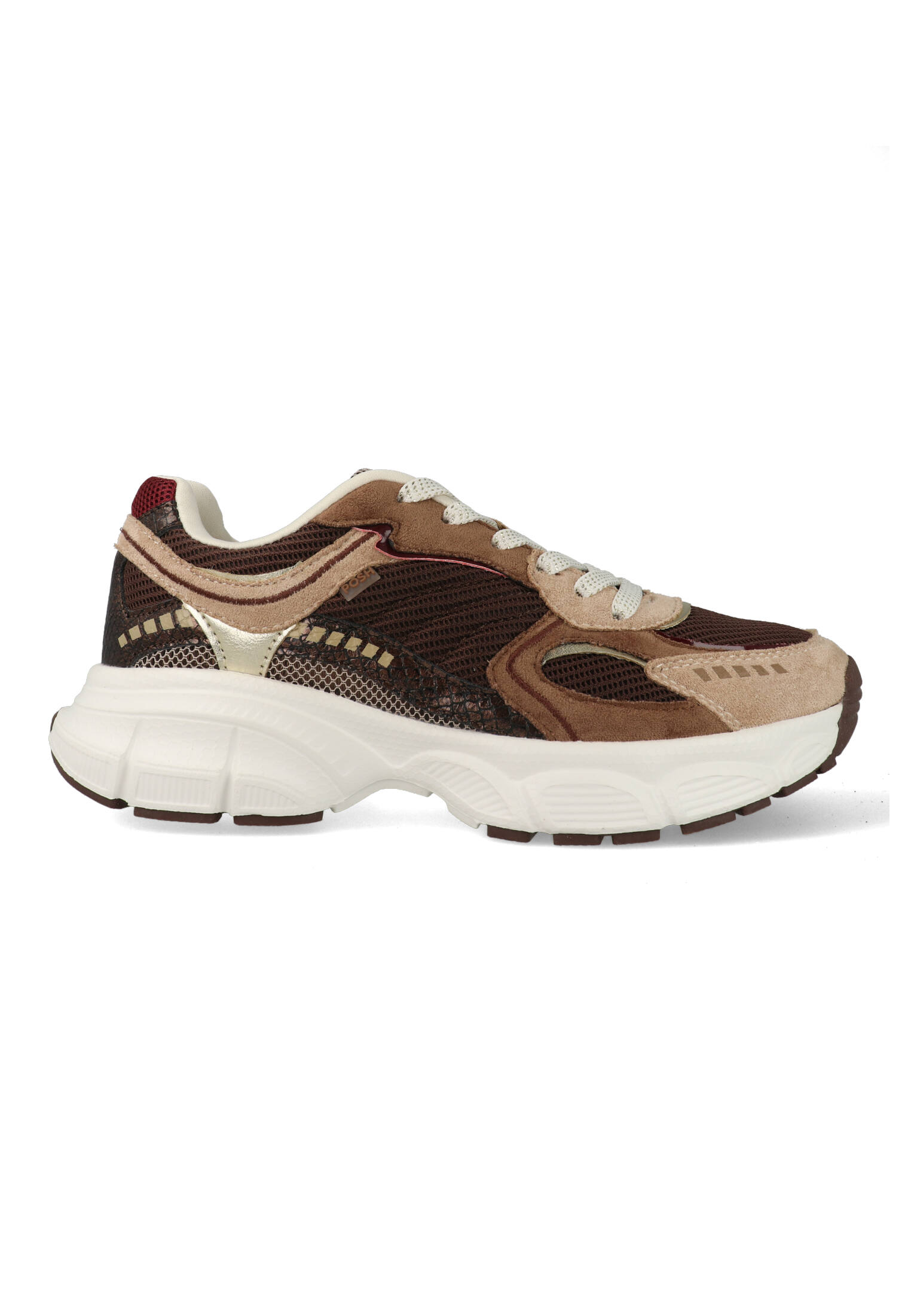 Posh by Poelman Sneakers Lise Beige / Bruin / Bordeaux Rood-42 maat 42
