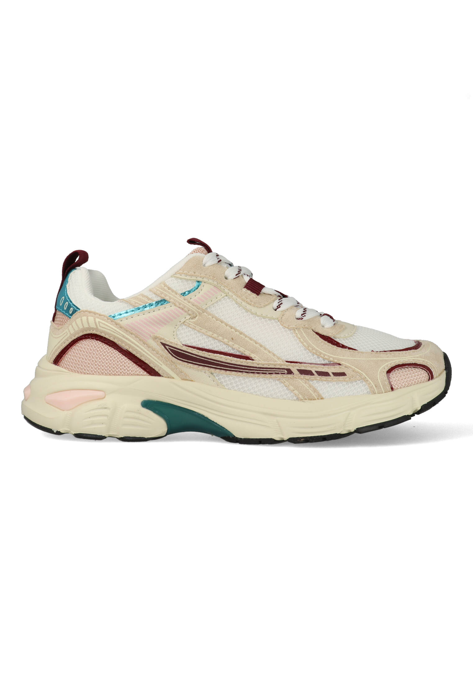 Poelman damessneaker beige en rood
