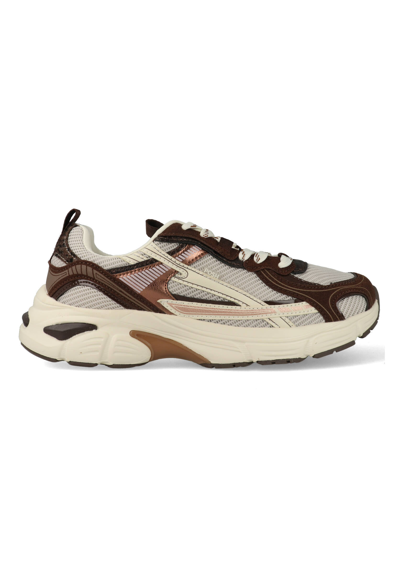 Posh by Poelman Sneakers Harper 39 Donkerbruin / Off White-38 maat 38
