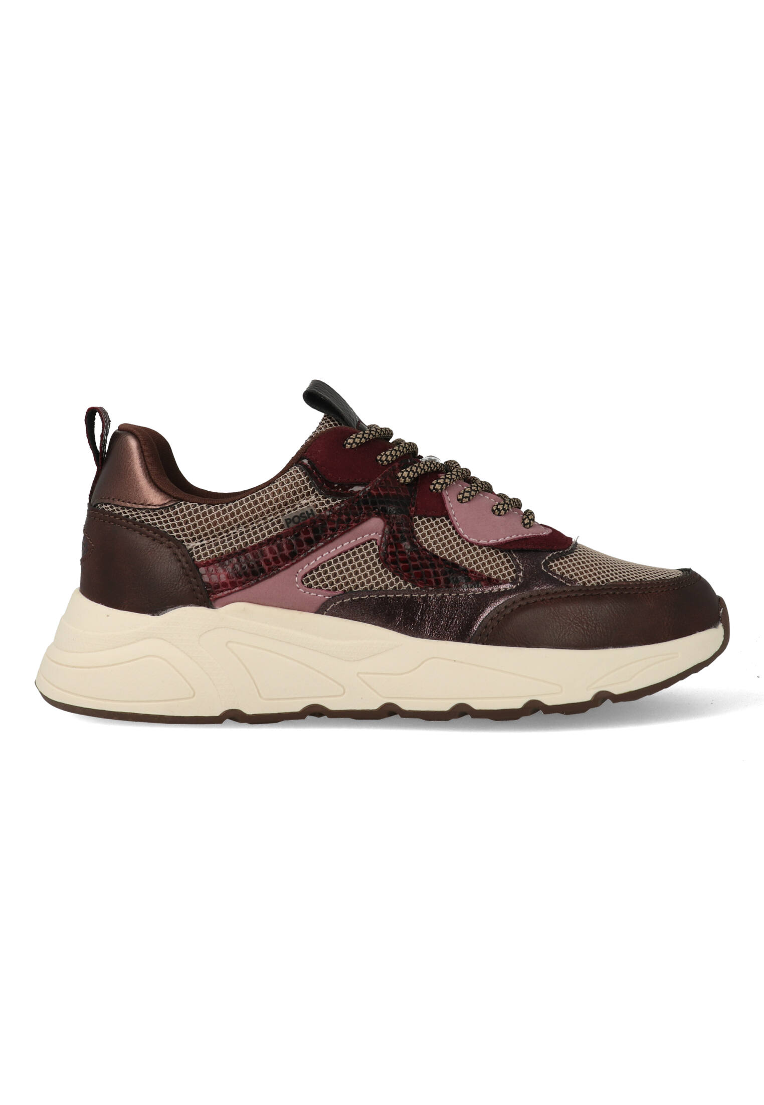 POSH by Poelman Sneakers Kiki 523 Rood / Grijs / Bruin / Beige 