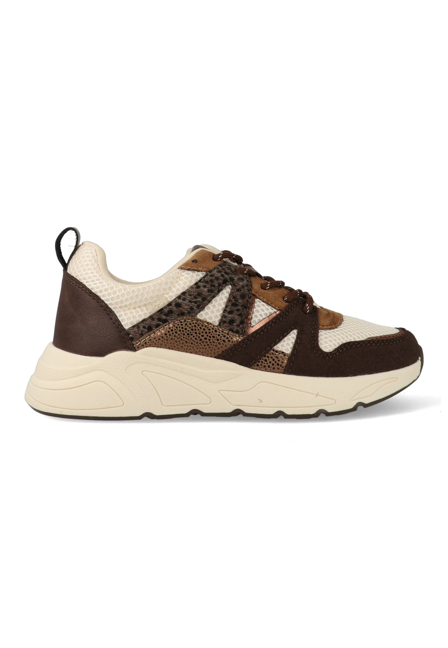 Posh by Poelman Sneakers Carocel 31 Donkerbruin / Grijs / Off White-42 maat 42