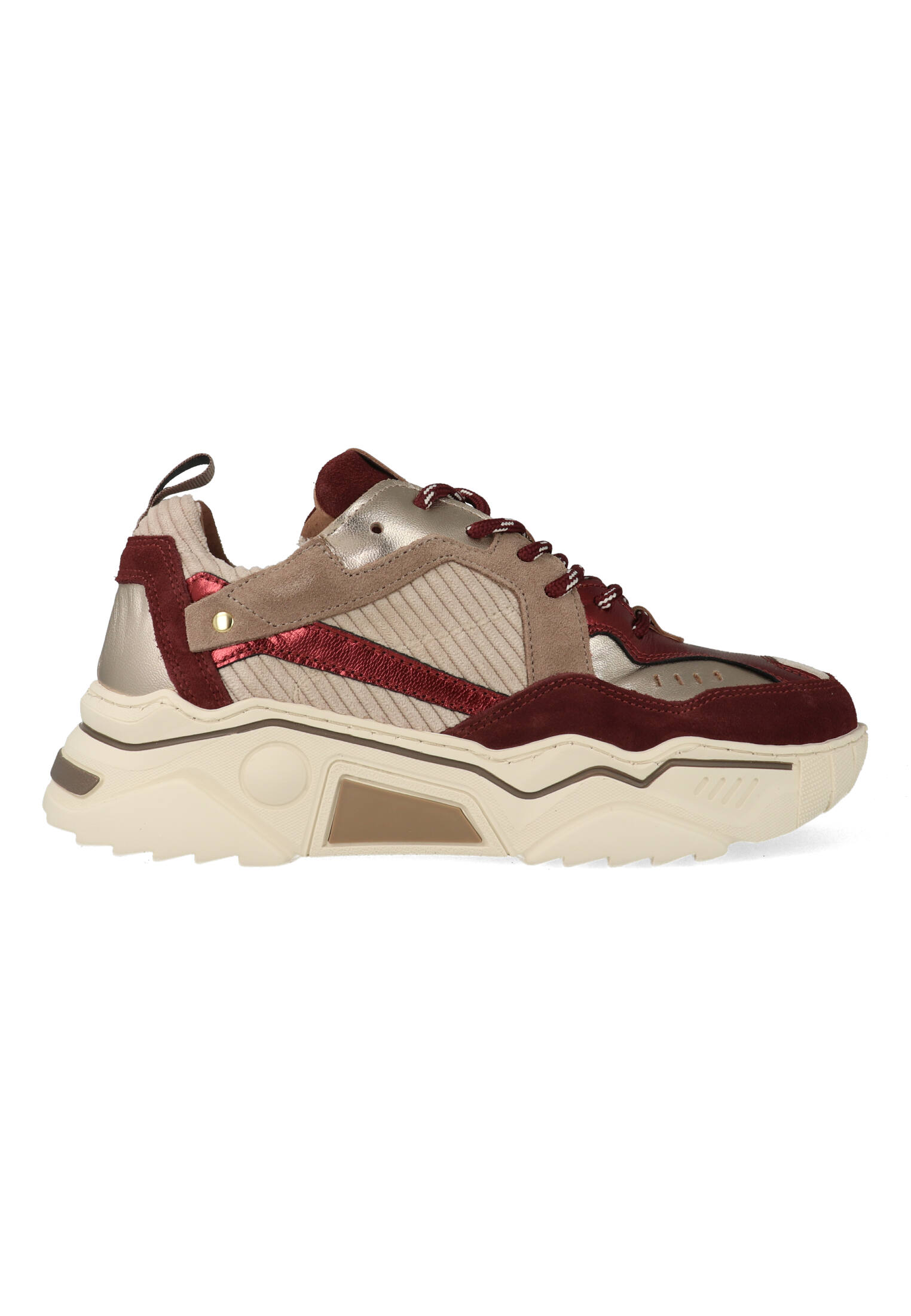 DWRS Sneakers Pluto Corduroy Bordeaux Rood / Beige 