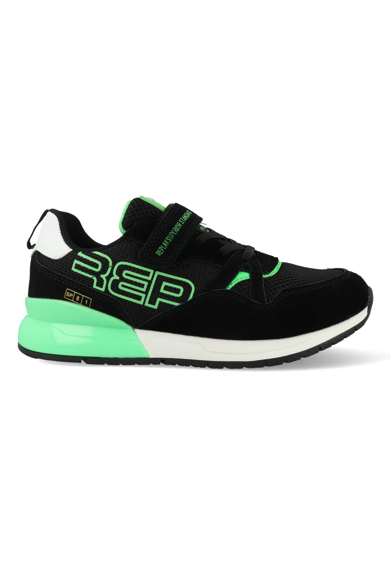 Replay Shoot JR-1 JS290018L-3069 Zwart / Groen-39 maat 39 Replay Shoot JR-1 JS290018L-3069 Zwart / Groen-39 maat 39