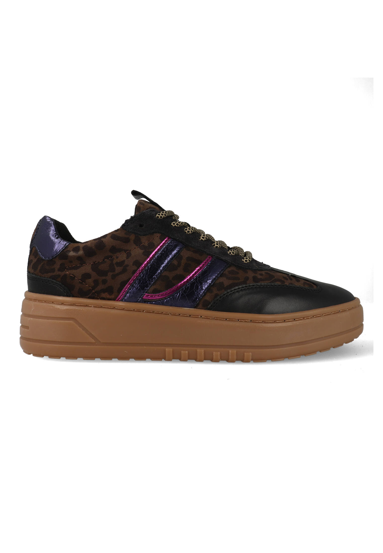 Posh by Poelman Sneakers Anemone Zwart / Bruin / Paars-39 maat 39