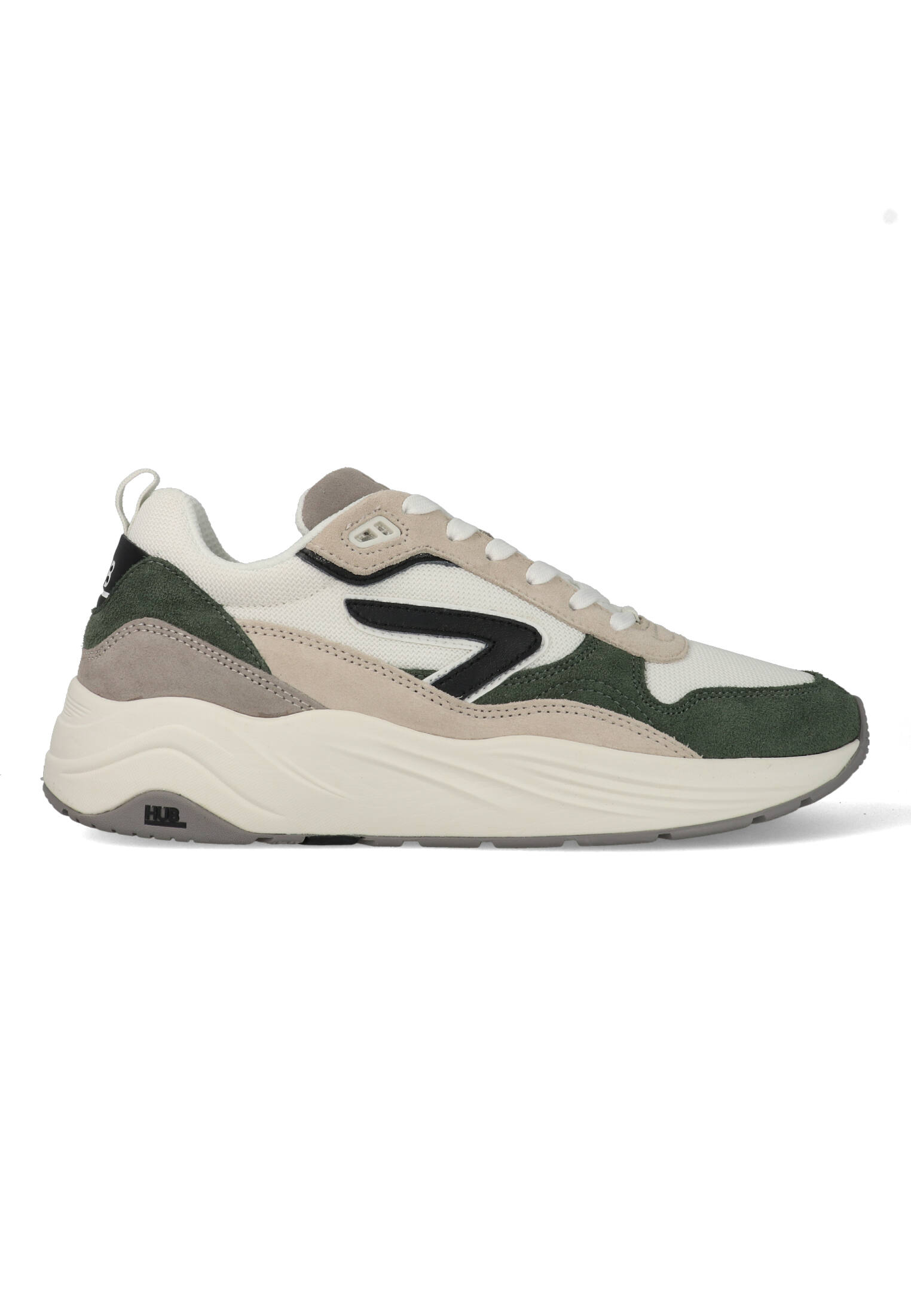 HUB Glide S43 herensneaker zwart, grijs, groen, wit, blauw en beige