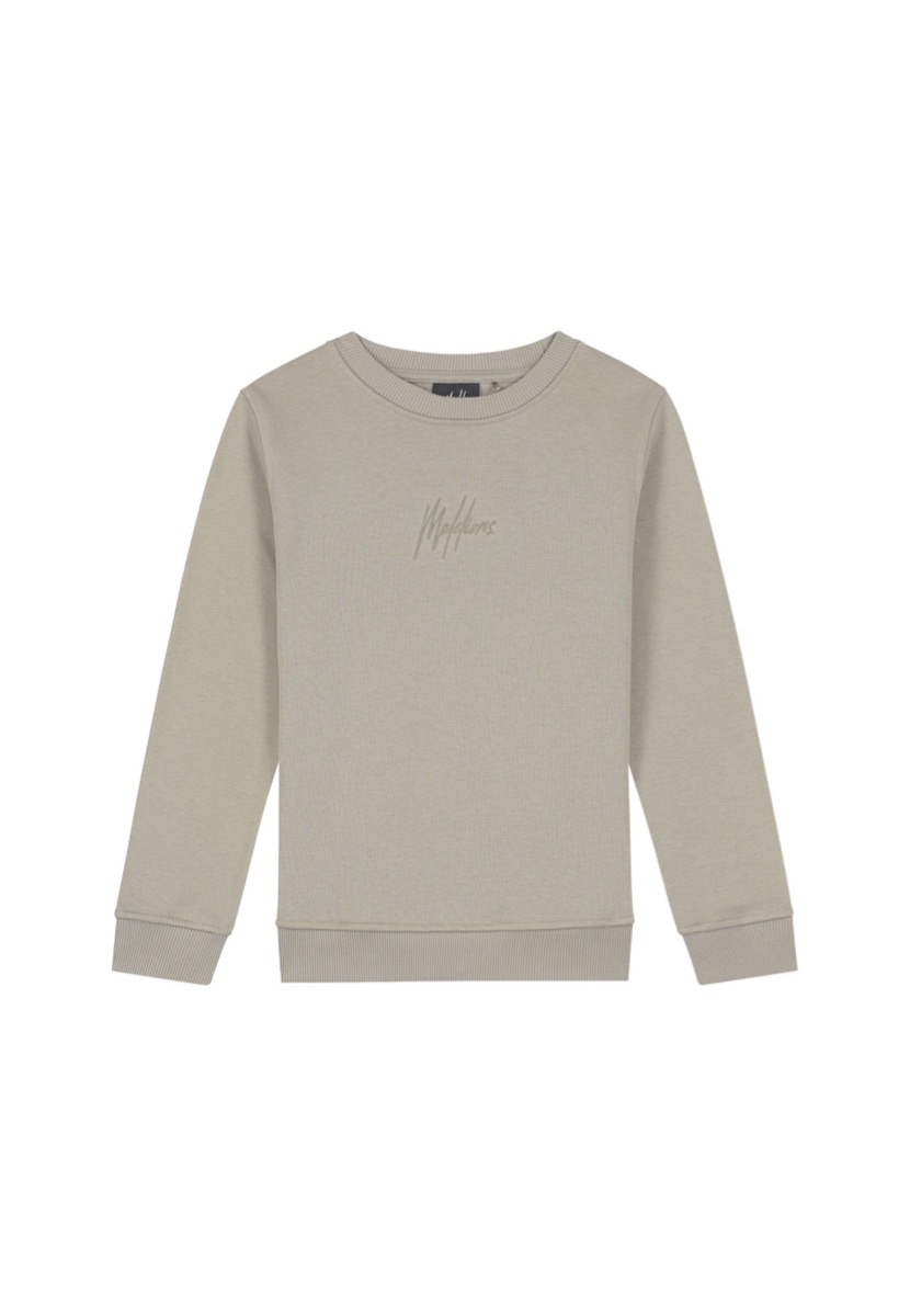 Malelions Junior Striped Signature Sweater Olijf Groen 