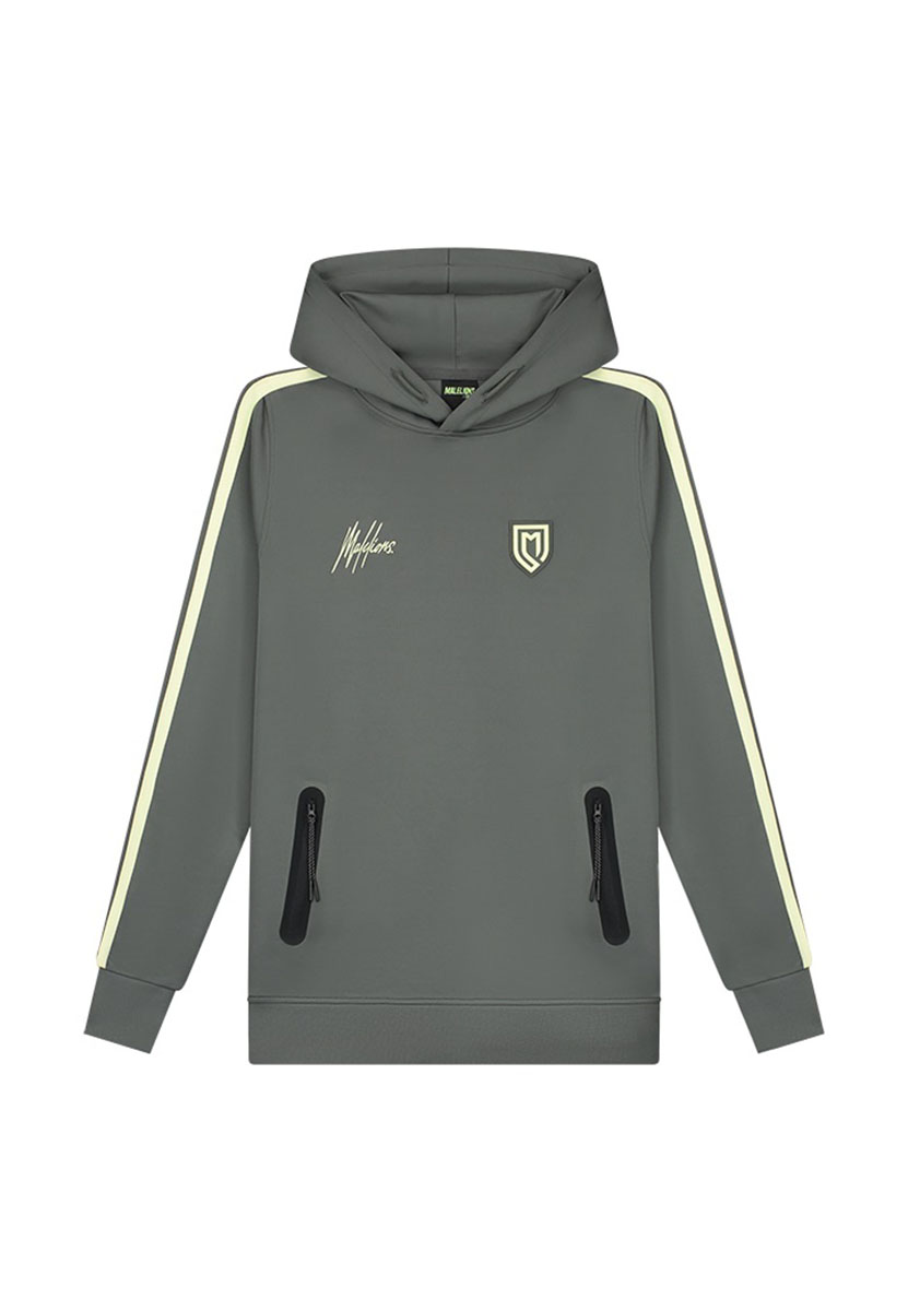 Malelions Sport Academy Hoodie MS2-AW23-11-225 Grijs / Lime Groen maat